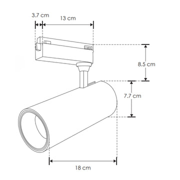 Proyector para riel electrificado 30W 35° acabado negro, color de luz seleccionable con switch (cálido - 3000K, neutro - 4000K, frío 6000K) 85-265V de iLumileds