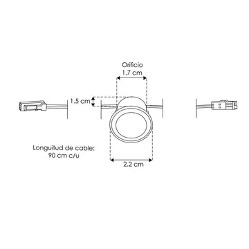 Atenuador para empotrar en mueble, táctil para tira LED, 12-24V cc., 12V-72W máx. / 24V- 144W máx. de iLumileds