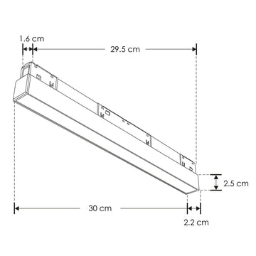 Luminario lineal tipo flood 12W 48V cambio de color de luz vía app o iterruptor físico de cálido a frío - 2700K - 4100K - 5500K, para riel magnético de iLumileds