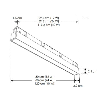 Luminario lineal tipo flood 40W 48V cambio de color de luz vía app o iterruptor físico de cálido a frío - 2700K - 4100K - 5500K, para riel magnético de iLumileds