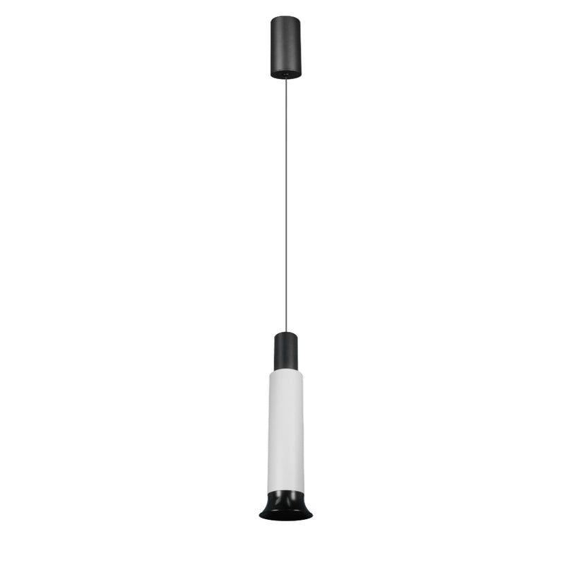 Flauta de luz acabado negro con blanco para suspender 10W 24° luz cálida (3000K), suspensión ajustable 0-160cm de línea Europea iLumileds