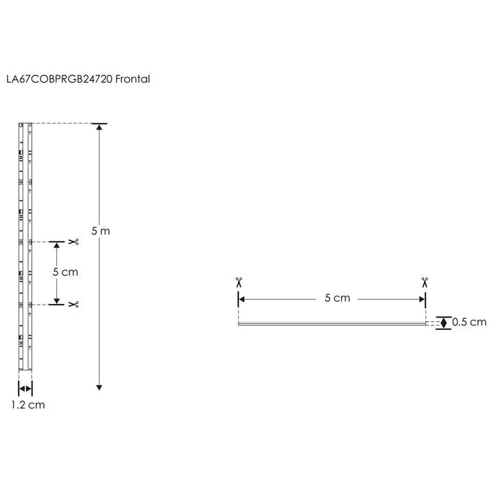 Tira LED RGB IP67 tipo pixel 20W/m tipo COB 24V rollo 5m, con auto adhesivo de iLumileds