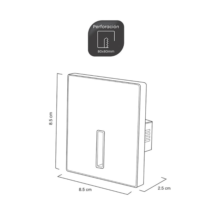 Luz de cortesía empotre slim, cuadrado blanco 1W apertura lineal de ICON