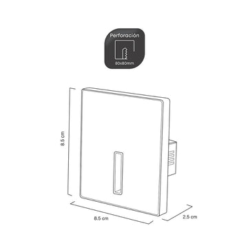 Luz de cortesía empotre slim, cuadrado negro 1W apertura lineal de ICON