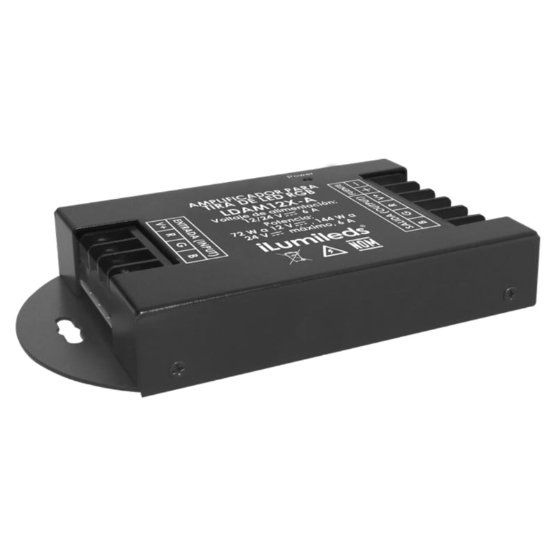 Amplificador de señal para tira LED RGB, 72W/12V - 144W/24V para interiores de iLumileds