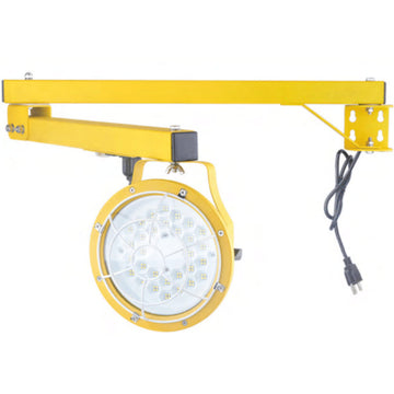 Dock Light de trabajo potencia y color de luz selectable (30W / 50W) (cálido 3000K / neutro 4000K / frío 5000K), con brazo dirigible de acero montaje en muro, 120V de Luceco