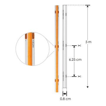 Kit 1pz Fuente de alimentación conmutada 200W (160W máx.), entrada 110-220V ca salida 24V cc, para interiores de iLumileds + 2pz Tira LED COB 12W/m 24V CRI:90 con 512 chips/m rollo 5m cálido (3000K), con auto adhesivo de iLumileds