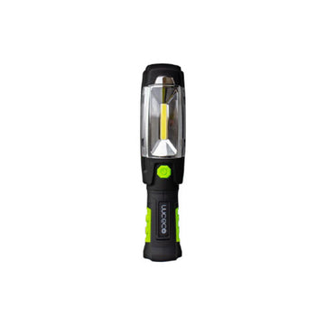 Antorcha LED de trabajo USB Recargable Inspection Tilt Torch 3W 300lm luz fría, con base magnetica giratoria 360°, acabado negro con verde lima de Luceco
