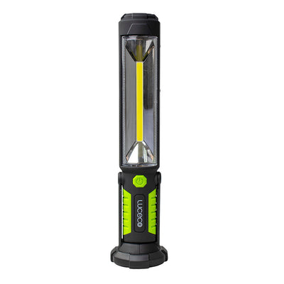 Antorcha LED de trabajo USB Recargable Inspection Tilt Torch 5W 450lm luz fría, con base magnetica giratoria 360°, acabado negro con verde lima de Luceco