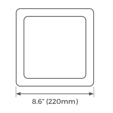 Panel Esscence Square 24W (22x22m) para empotrar o sobreponer (incluye marco), color de luz selectable (cálido -3000K / neutro - 4000K / frío -5000K), acabado blanco, 120-277V de Luceco