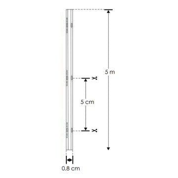 Tira LED COB 0.8cm de ancho 11W/m 24V CRI:90 con 480 chips/m rollo 5m tecnología roll to roll (sin soldaduras) opción de tonos de luz, con auto adhesivo de iLumileds