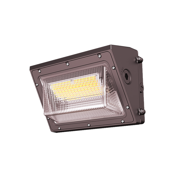 Luminario WallPack All in One potencia, ángulo de salida y color de luz configurable (100W-80W-60W-40W) (0° - 15° - 30° - 45°) (4000-5000-6000K) 100-277V, 1-10V acabado bronce, incluye preparación para fotocelda (se vende por separado) de Luceco