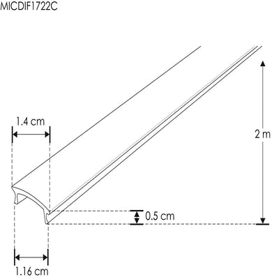 Mica difusa para perfil de aluminio ILUPA1722UGR, rectangular 2m de iLumileds (No se vende individual)