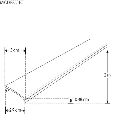 Mica difusa para perfil de aluminio ILUPA3551UGRC, rectangular 2m de iLumileds (No se vende individual)