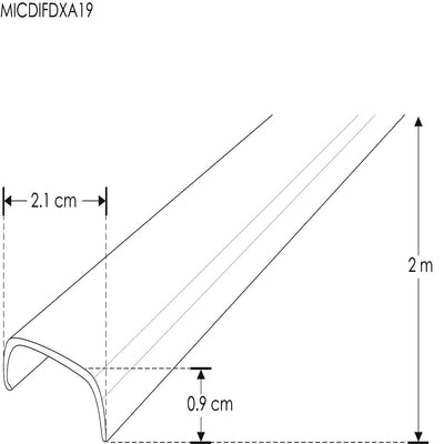 Mica difusa para perfil de aluminio DXA19, rectangular 2m de iLumileds (No se vende individual)