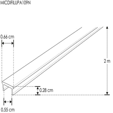 Mica negra difusa para perfil de aluminio ILUPA109, rectangular 2m de iLumileds (No se vende individual)
