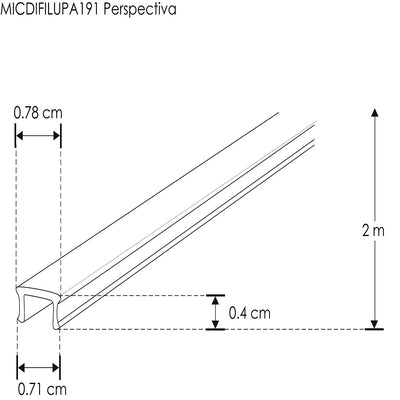 Kit de 2 micas difusas para perfil de aluminio ILUPA191W e ILUPA191B, rectangular 2m de iLumileds