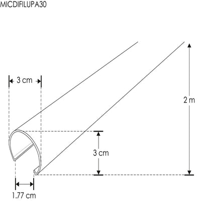 Mica difusa para perfil de aluminio ILUPA30, rectangular 2m de iLumileds