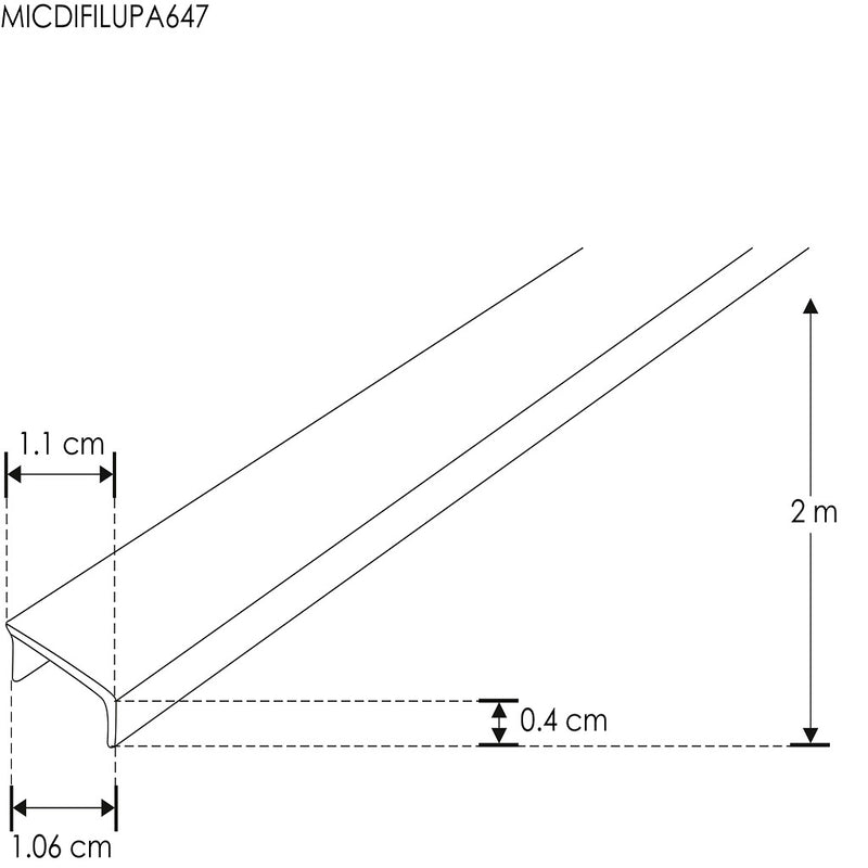 Mica difusa para perfil de aluminio ILUPA647, rectangular 2m de iLumileds (No se vende individual)