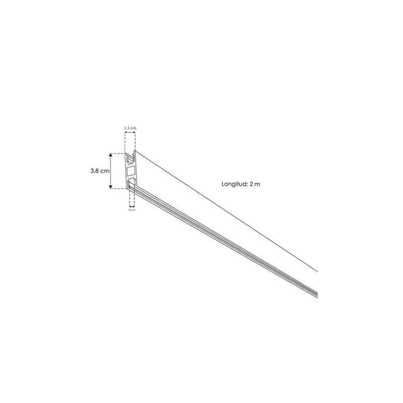 Riel magnético electrificado Nano Track para suspender, longitud 2m, 24Vcc, incluye cubierta negra y tapas laterales de iLumileds