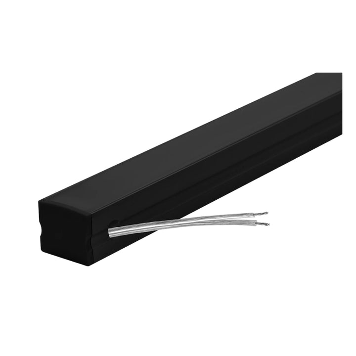 Perfil aluminio negro integrado 10W compatible con lambrin decorativo WPC PA2018N100. -Largo:1m A:2cm Al:1.7cm-, opción solor de luz cálido (2700K y neutro (4100K) con alimentación lateral, 127V de iLumileds