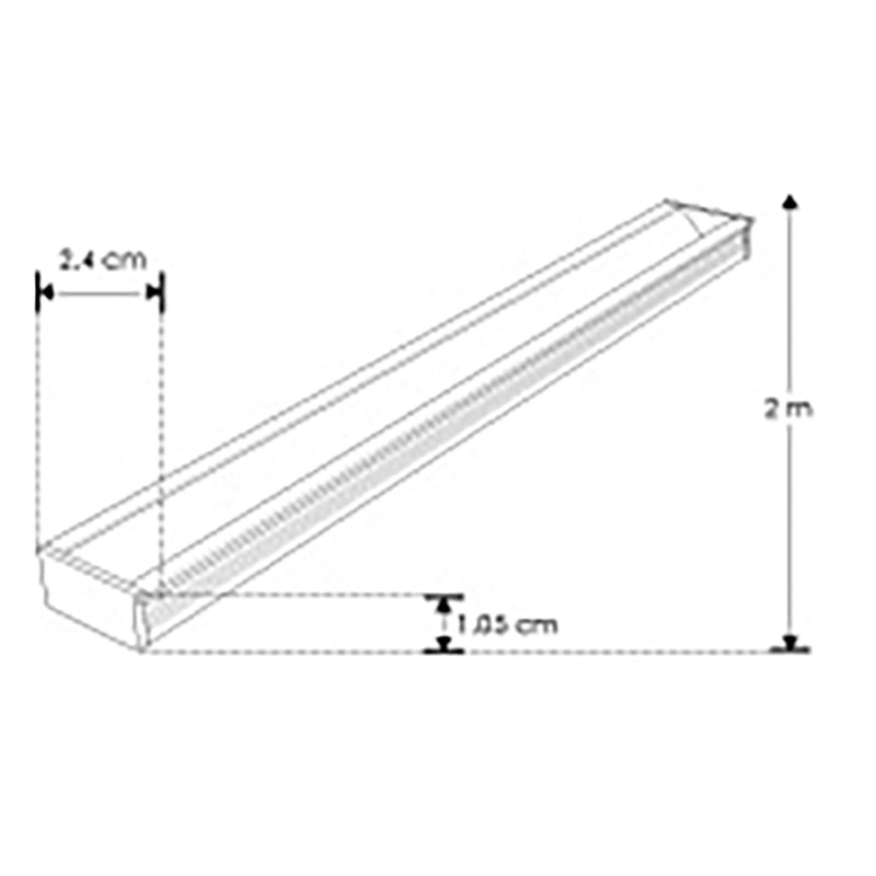 Kit perfil aluminio acabado negro WallWasher PA2411NKIT. -L:2m A:2.2/2.4cm Al:1.05cm- incluye difusor, 2 tapas laterales y 2 grapas de sujeción de iLumileds