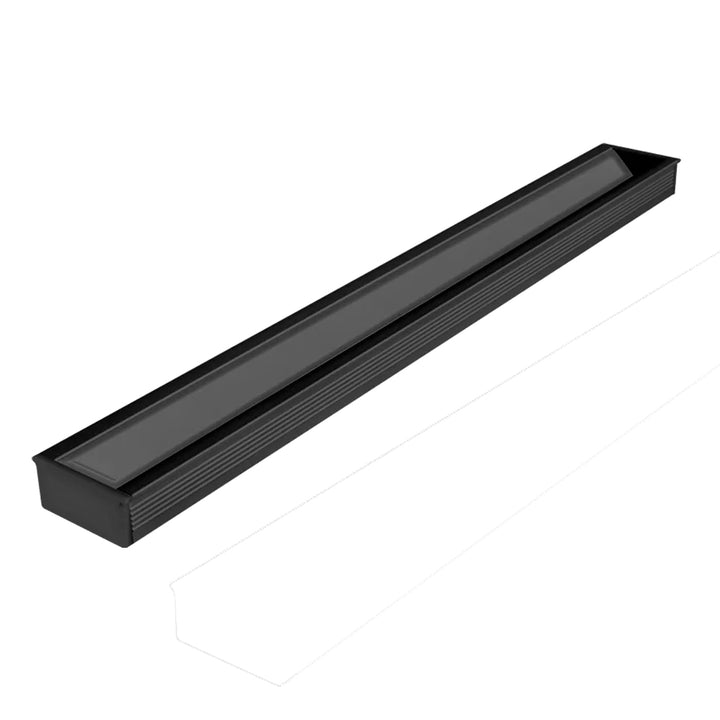 Kit perfil aluminio acabado negro WallWasher PA2411NKIT. -L:2m A:2.2/2.4cm Al:1.05cm- incluye difusor, 2 tapas laterales y 2 grapas de sujeción de iLumileds
