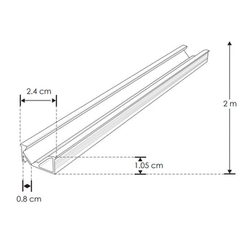Kit perfil aluminio acabado negro WallWasher PA2411NKIT. -L:2m A:2.2/2.4cm Al:1.05cm- incluye difusor, 2 tapas laterales y 2 grapas de sujeción de iLumileds