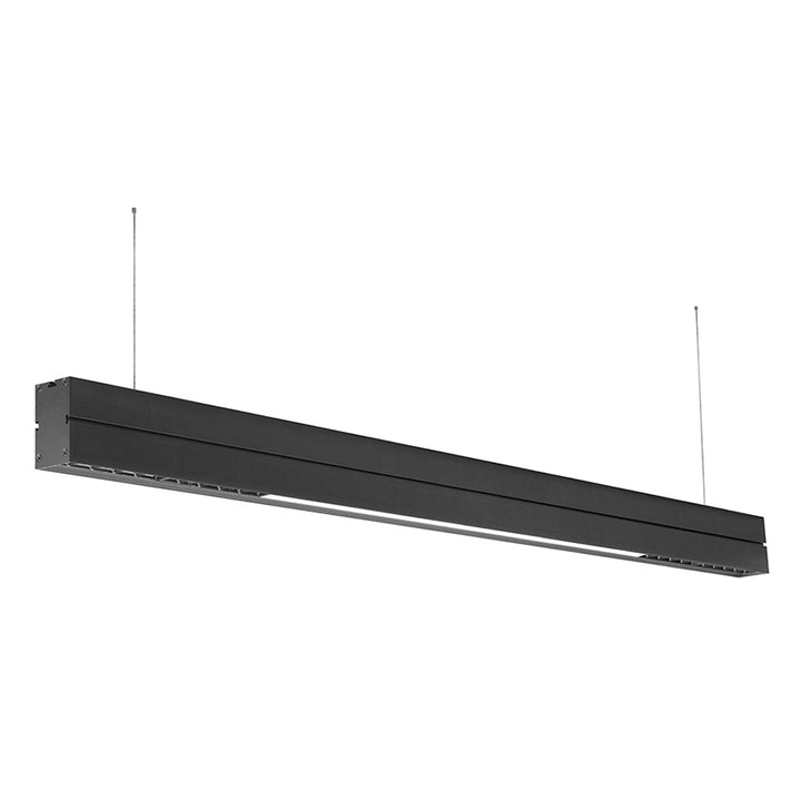 Luminario lineal LED (120cm) 36W 120° + 30° opciones color de luz neutro cálido (3000K) y neutro (4100K) 85-265V fabricado en policarbonato negro, incluye soportes de fijación y suspensión hasta de 1m de iLumileds