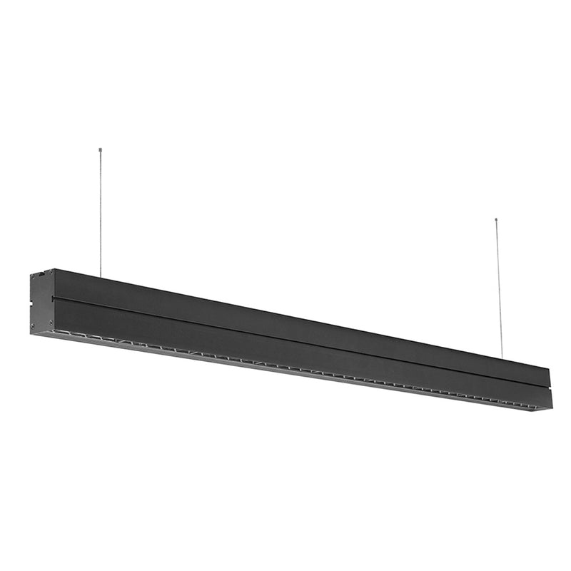 Luminario lineal LED bajo deslumbramiento (120cm) 36W 30° opciones color de luz neutro cálido (3000K) y neutro (4100K) 85-265V fabricado en policarbonato negro, incluye soportes de fijación y suspensión hasta de 1m de iLumileds