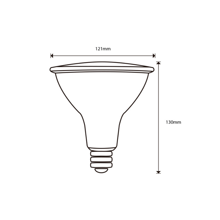 Foco PAR38 15W 38° E26 atenuable luz cálida (3000K) 100-130V de ICON