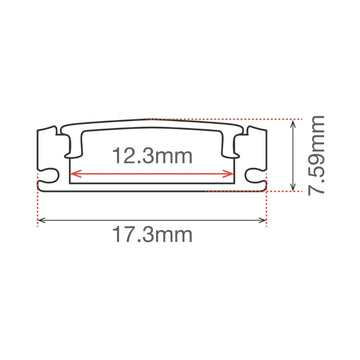 Perfil de aluminio para tira LED, 2 metros blanco, 17.3*7.59mm interior: 12.3mm de ICON