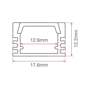 Perfil de aluminio para tira LED, 2 metros blanco, 17.6*12.2mm interior: 12.6mm de ICON