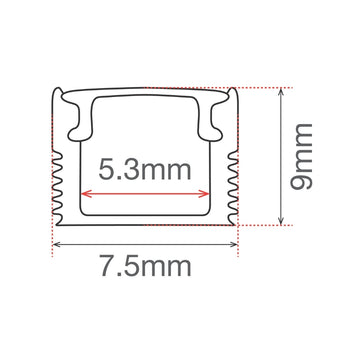 Perfil de aluminio para tira LED, 2 metros blanco, 7.5*9mm interior: 5.3mm de ICON