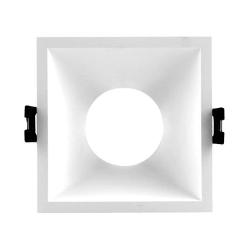 Portalámpara cuadrada de bajo deslumbramiento empotrable de policarbonato (9.3x9.3cm) opción acabado negro o blanco, incluye base GU10 de ICON