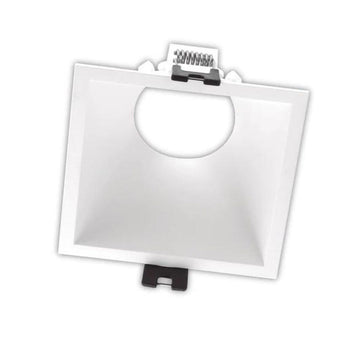 Portalámpara cuadrada de bajo deslumbramiento empotrable de policarbonato (9.3x9.3cm) opción acabado negro o blanco, incluye base GU10 de ICON