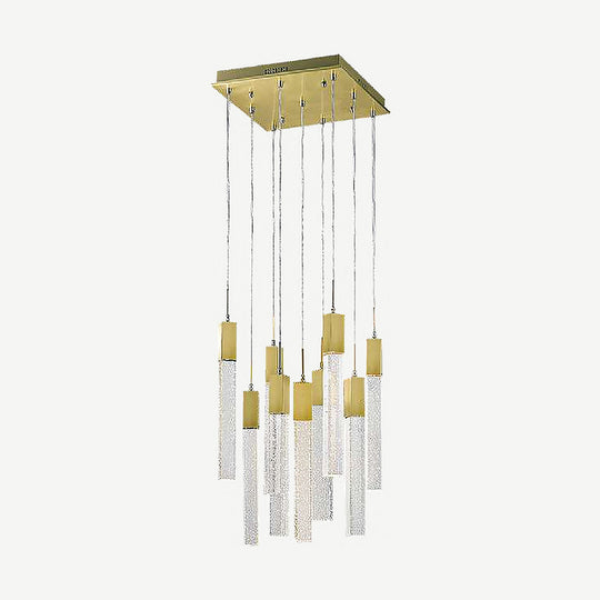 Lámpara colgante SOHO 9 x 50W máx., base 9 x GU10, foco no incluido, 127V de Quor Lighting - Oro cepillado