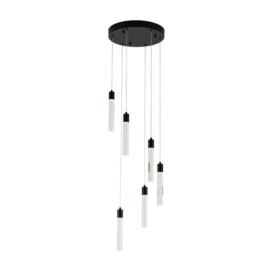 Lámpara colgante MANHATTAN 6 luces 36W, color de luz selectable cálida 3000°K / neutro 4000°K / frío 6000°K, atenuable, 127V de Quor Lighting - Q90106-BK