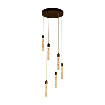 Lámpara colgante MANHATTAN 6 luces 36W, color de luz selectable cálida 3000°K / neutro 4000°K / frío 6000°K, atenuable, 127V de Quor Lighting - Q90106-BK