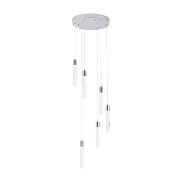 Lámpara colgante MANHATTAN 6 luces 36W, color de luz selectable cálida 3000°K / neutro 4000°K / frío 6000°K, atenuable, 127V de Quor Lighting - Q90106-CH