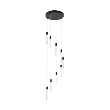 Lámpara colgante MANHATTAN 9 luces 43W, color de luz selectable cálida 3000°K / neutro 4000°K / frío 6000°K, atenuable, 127V de Quor Lighting - Q90109-BK