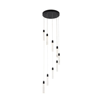 Lámpara colgante MANHATTAN 9 luces 43W, color de luz selectable cálida 3000°K / neutro 4000°K / frío 6000°K, atenuable, 127V de Quor Lighting - Q90109-BK