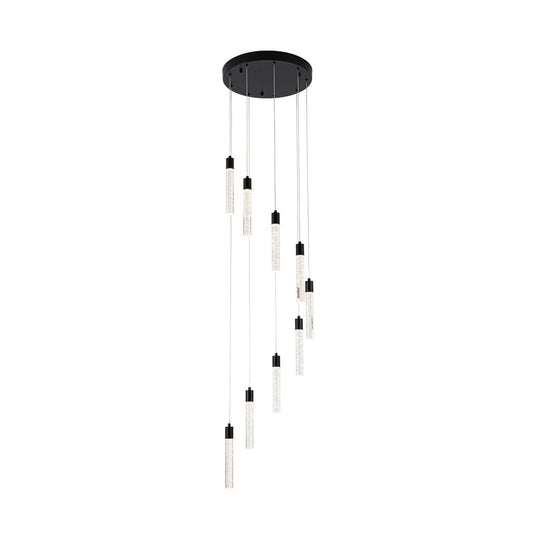 Lámpara colgante MANHATTAN 9 luces 43W, color de luz selectable cálida 3000°K / neutro 4000°K / frío 6000°K, atenuable, 127V de Quor Lighting - Q90109-BK