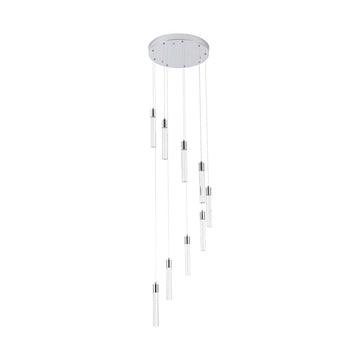Lámpara colgante MANHATTAN 9 luces 43W, color de luz selectable cálida 3000°K / neutro 4000°K / frío 6000°K, atenuable, 127V de Quor Lighting - Q90109-CH