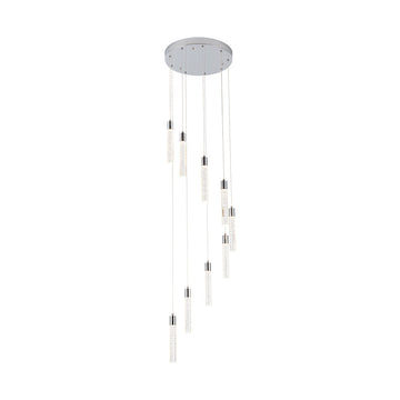 Lámpara colgante MANHATTAN 9 luces 43W, color de luz selectable cálida 3000°K / neutro 4000°K / frío 6000°K, atenuable, 127V de Quor Lighting - Q90109-CH