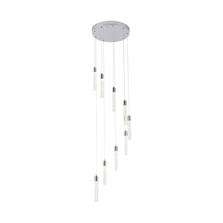 Lámpara colgante MANHATTAN 9 luces 43W, color de luz selectable cálida 3000°K / neutro 4000°K / frío 6000°K, atenuable, 127V de Quor Lighting - Q90109-CH