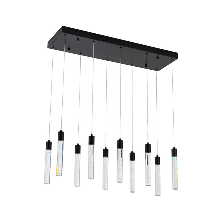 Lámpara colgante MANHATTAN 10 luces 49W, color de luz selectable cálida 3000°K / neutro 4000°K / frío 6000°K, atenuable, 127V de Quor Lighting - Q90110-BK