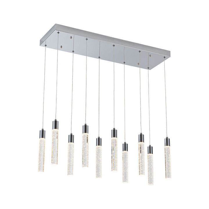 Lámpara colgante MANHATTAN 10 luces 49W, color de luz selectable cálida 3000°K / neutro 4000°K / frío 6000°K, atenuable, 127V de Quor Lighting - Q90110-CH