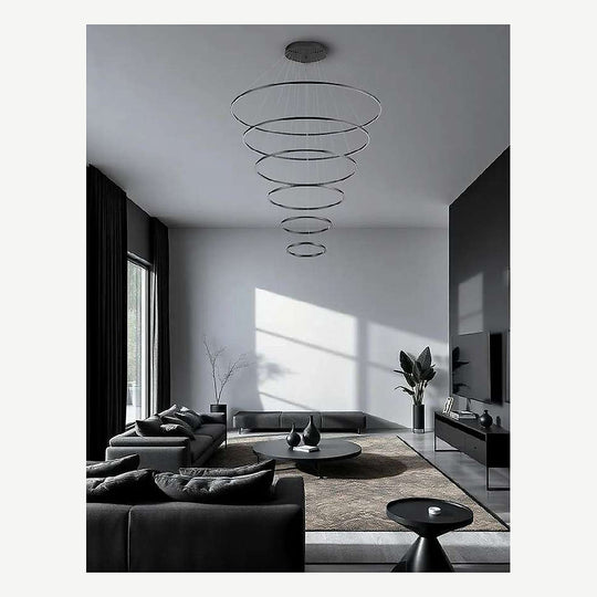 Lámpara colgante NEO 139W, CCT seleccionable luz cálida 3000°K, neutro 4000°K, frío 6000°K, atenuable, 127V de Quor Lighting - Negro