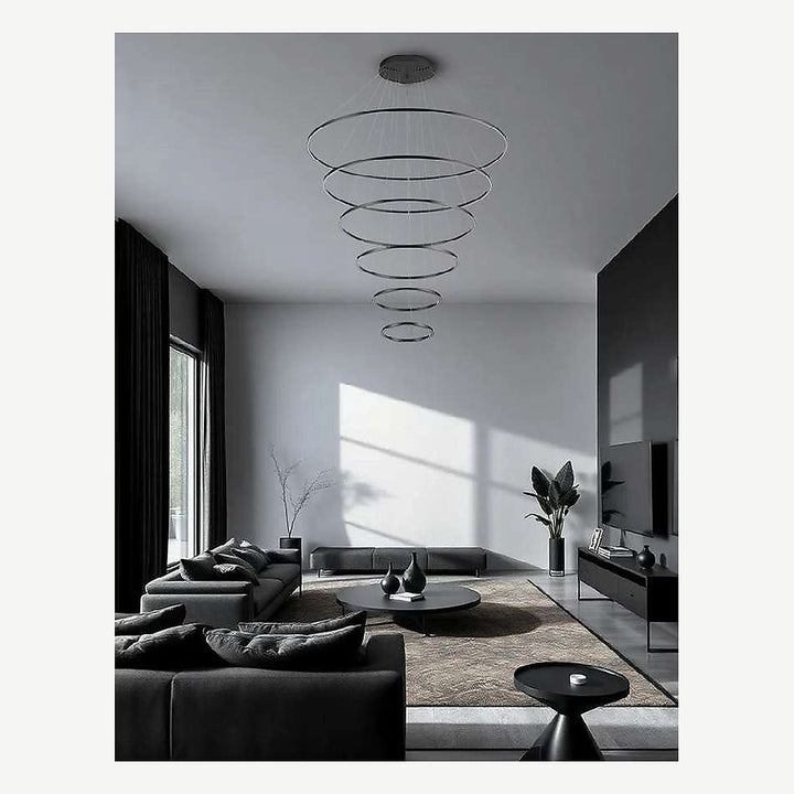 Lámpara colgante NEO 139W, CCT seleccionable luz cálida 3000°K, neutro 4000°K, frío 6000°K, atenuable, 127V de Quor Lighting - Negro